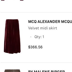 Mcq Alexander McQueen velvet midi skirt never worn from net a porter